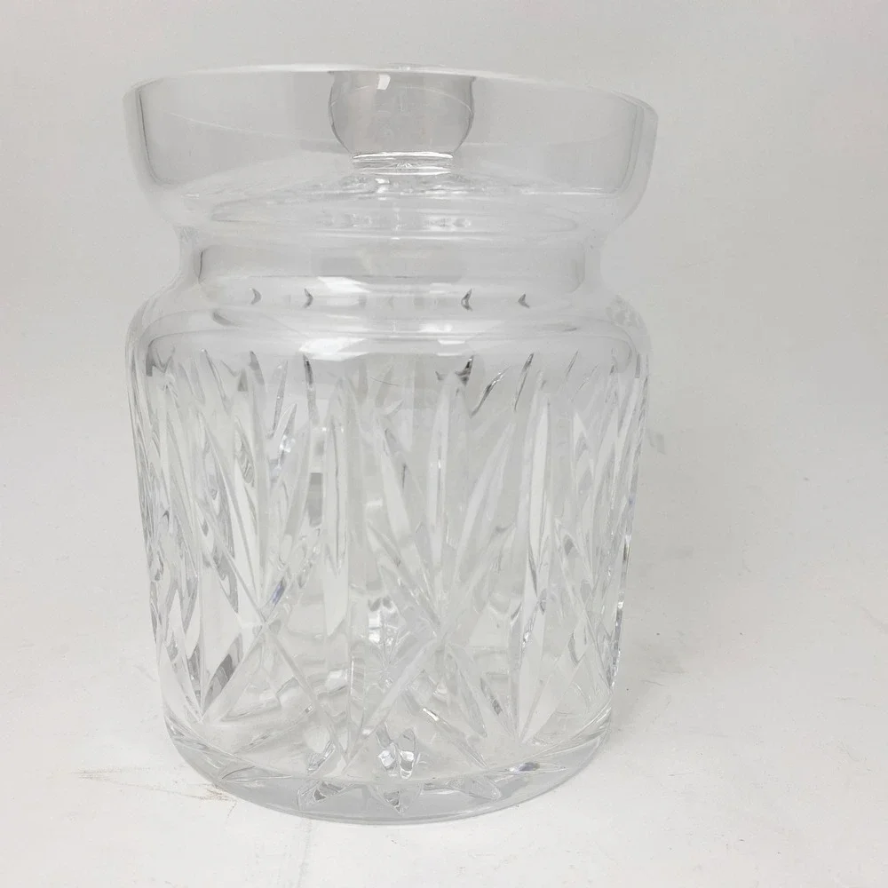 Waterford Diamond Cut Crystal Biscuit Barrel Cookie Jar Lid Clear Starburst